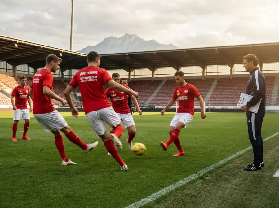 Schweizer Nationalmannschaft beim Training vor einem WM-Qualifikationsspiel